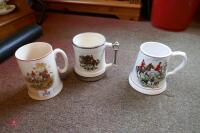 3 X CERAMIC HUNTING SCENE TANKARDS