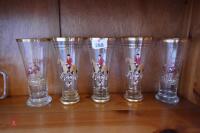 SET OF 5 TALL HUNTING SCENE GLASSES - 5