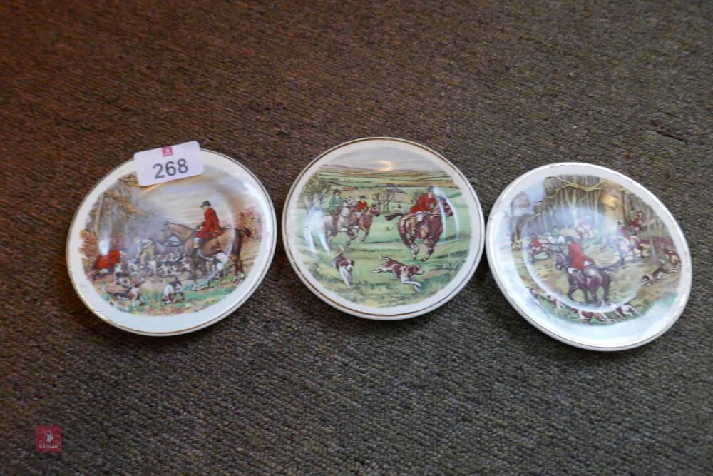 3 X SMALL HUNTING SCENE PLATES