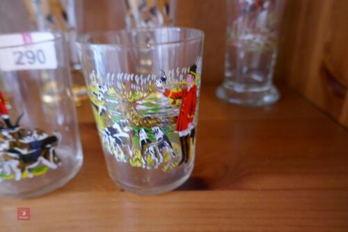 3 X HUNTING SCENE WHISKY GLASSES