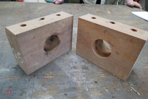 PAIR OF HARDWOOD BALLAST ROLLER BLOCKS