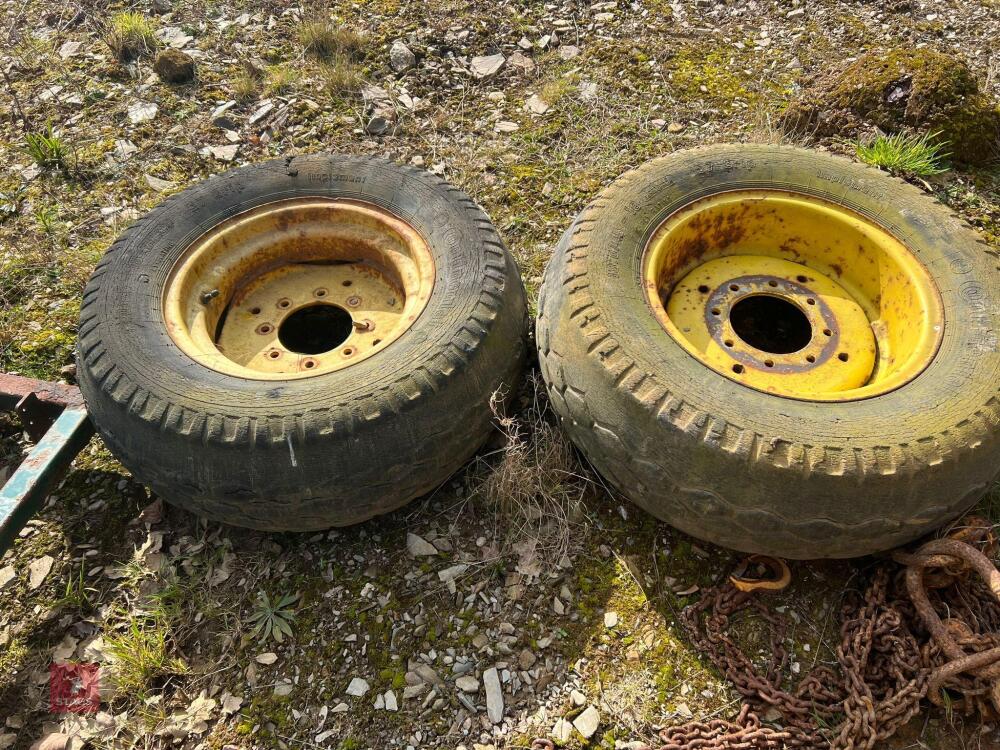 PAIR OF REAR JD COMBINE WHEELS+TYRES
