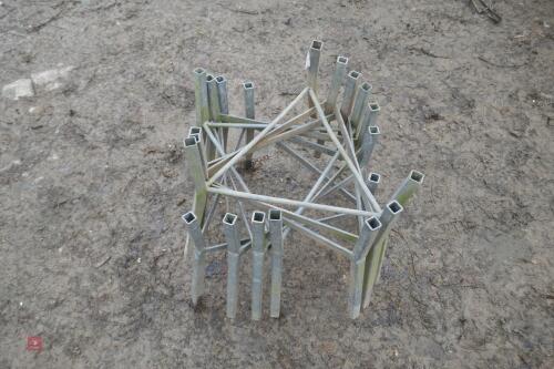 7 GALVANISED BLUE BARREL FEEDER STANDS