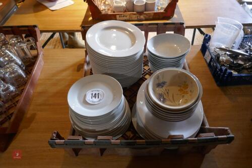 TRAY OF CHINA PLATES & BOWLS