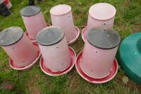 6 RED PLASTIC KING FEEDERS - 4