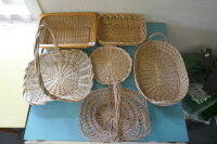 6 X SHALLOW WICKER BASKETS - 2