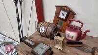 BARREL, KETTLE, CLOCKS ETC - 3