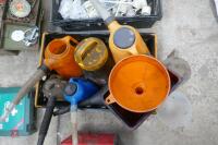 BOX OF FUNNELS, JUGS ETC (69)