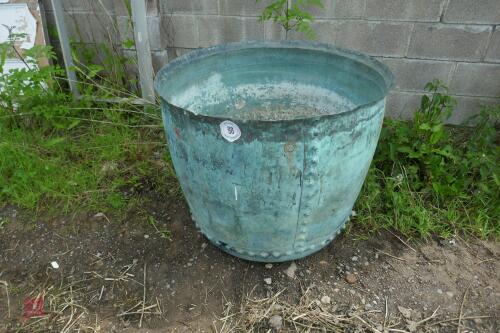 LARGE RIVETED COPPER VESSEL