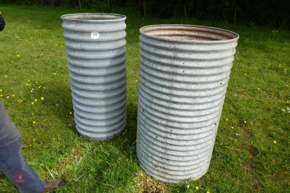 2 GALVANISED HOPPERS/PLANTERS