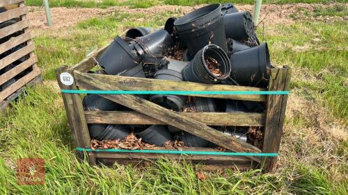 CRATE OF ASSORTED BLACK PLANT POTS