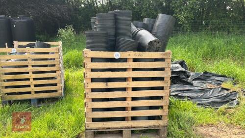 CRATE OF ASSORTED BLACK PLANT POTS