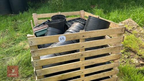 CRATE OF ASSORTED BLACK PLANT POTS