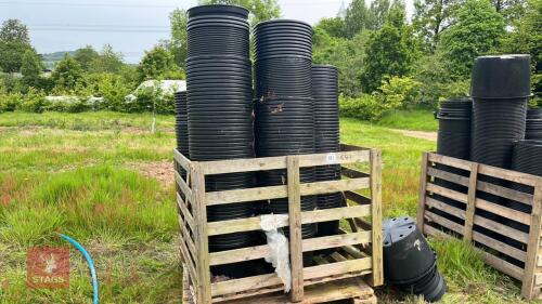 CRATE OF ASSORTED BLACK PLANT POTS