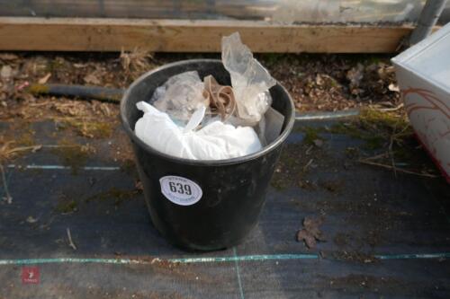 BUCKET OF RUBBER BANDS & TIES