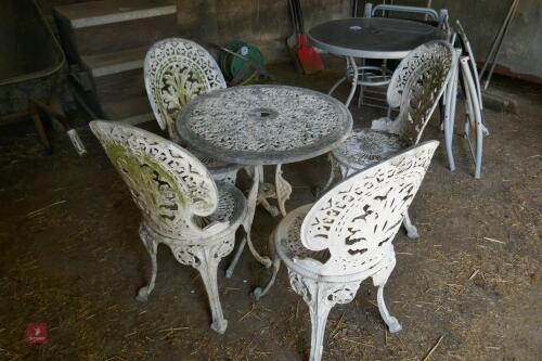 METAL GARDEN TABLE AND 4 CHAIRS