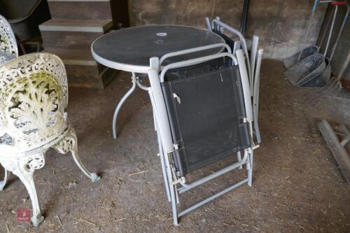 GLASS GARDEN TABLE AND 4 CHAIRS