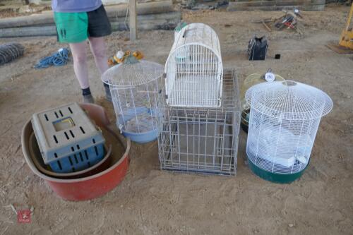 QTY OF BIRD CAGES, DOG BEDS & PET CARRIE