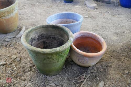 3 MIXED CLAY PLANT POTS