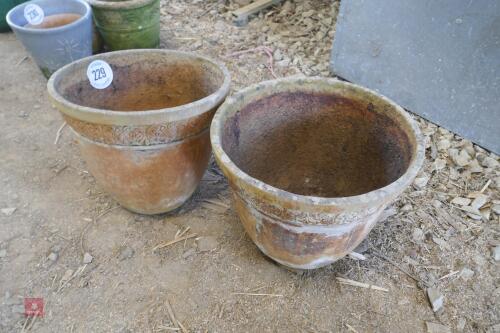 2 MATCHING FIBRE PLANT POTS