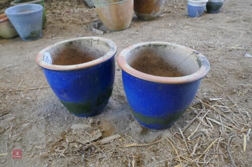 2 MATCHING BLUE PLANT POTS