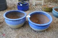 2 BLUE MATCHING PLANT POTS - 5