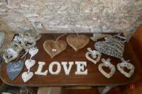 QTY OF HEART SHAPED DECORATIONS - 2