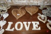 QTY OF HEART SHAPED DECORATIONS - 5