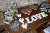 QTY OF HEART SHAPED DECORATIONS - 7