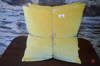 2 MUSTARD VELVET STYLE CUSHIONS - 2