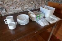 14 SAUCERS, 3 CUPS & ASSORTED CUTLERY - 2
