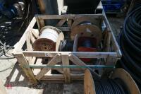 WOODEN CRATE AND 4 REELS OF COPPER CABLE