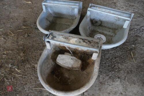 3 GALVANISED DRINKING BOWLS