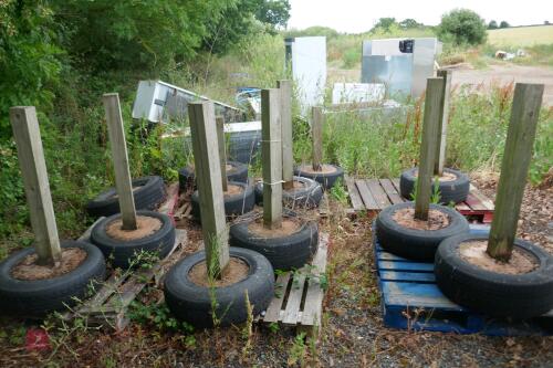 12 CONCRETE FILLED TYRE BOLLARDS