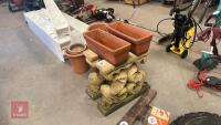 2 ORNATE PLANT POT STAND AND POTS - 2