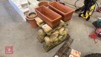 2 ORNATE PLANT POT STAND AND POTS - 3