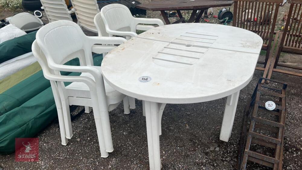 PLASTIC PATIO TABLE & 4 CHAIRS