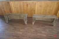 2 RUSTIC WOODEN BENCHES - 2