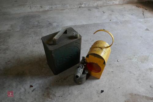 ESSO FUEL CAN, ROAD LAMP + BLOW TORCH