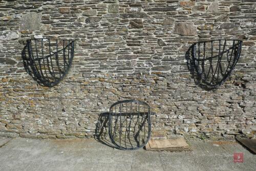 3 ORNATE IRON HAY RACKS