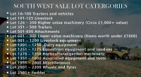 SOUTH WEST SALE LOT CATEGORIES