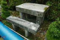 LARGE GRANITE TABLE AND BENCHES - 7