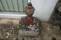 2 X GRANITE AND CAST IRON PILLAR TOPS