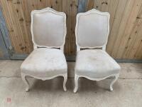 PAIR OF WHITE UPHOLSTERED ANTIQUE CHAIRS