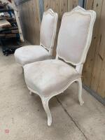 PAIR OF WHITE UPHOLSTERED ANTIQUE CHAIRS - 2