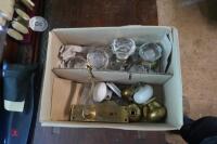 BOX OF GOOD BRASS & GLASS DOOR KNOBS - 2