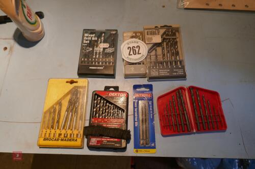 6 DRILL BIT SETS AND 1 SCREW BIT SET