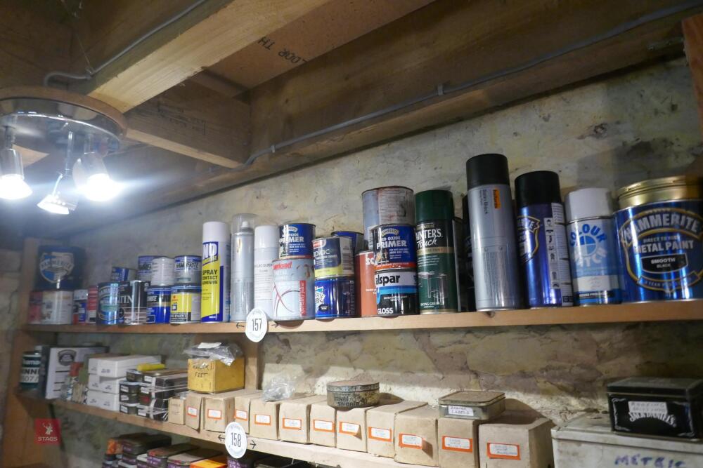 TOP SHELF OF PAINT & VARNISH