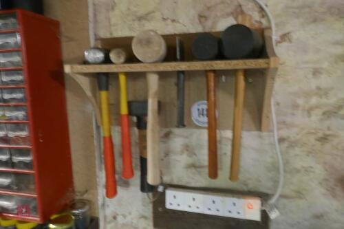 6 MIXED MALLETS/ HAMMERS & 1 CHISEL