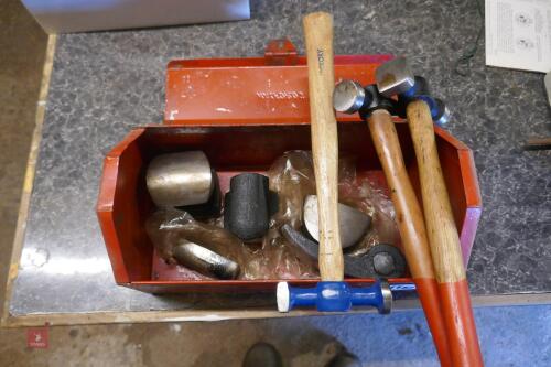 TOOL BOX CONTAINING BODYWORK HAMMERS